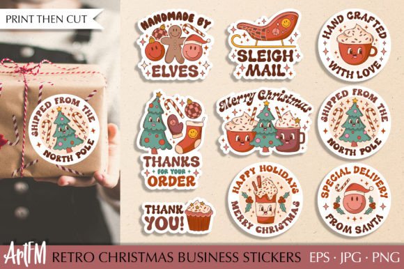 Download Retro Christmas Packaging Sticker Pack - Premium Resources