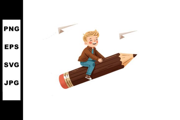 Download Boy Riding Large Pencil Imaginative Chil - Imaginative Collection